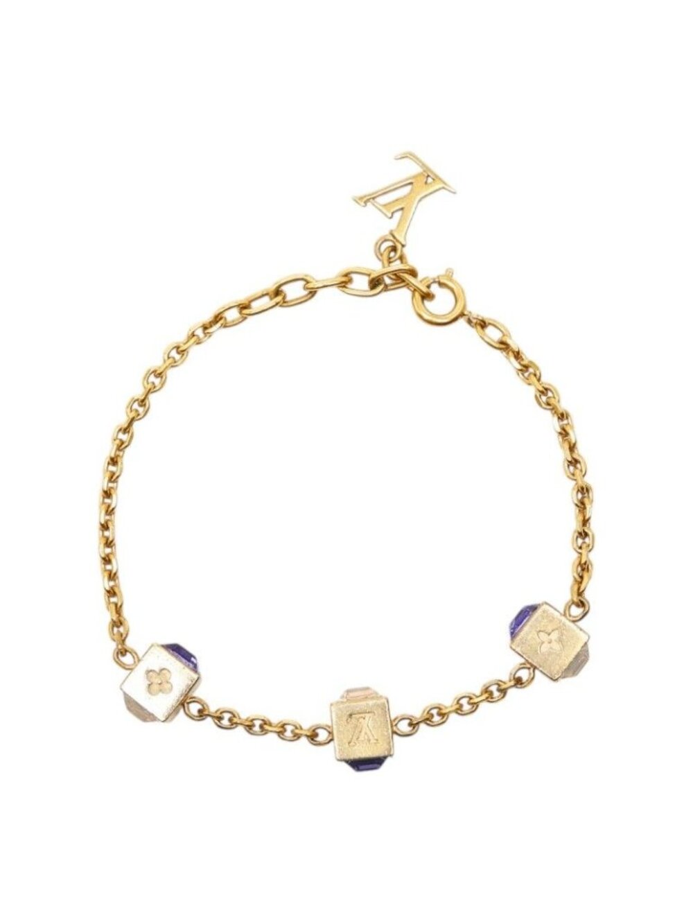 Louis Vuitton Bracelet Gambling Gold Purple Plated Swarovski - Picture 4 of 7